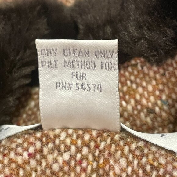 THE LIMITED New Wool Blend Tweed Vintage Blazer Faux Fur Trim Brown Size 12 - Picture 11 of 11